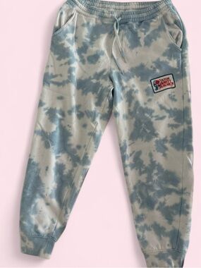 Teton Gravity research tie dye blue white drawstring sweatpants joggers